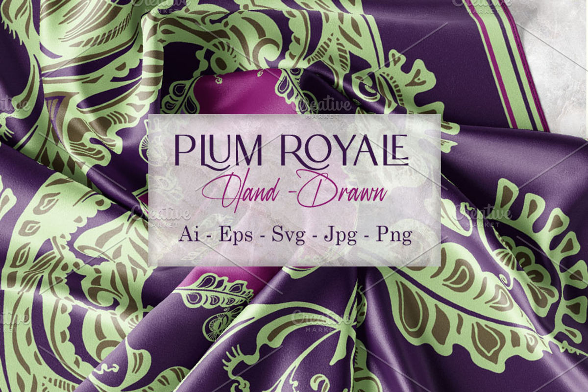 Plum Royale Silk Scarves Design, an Object Graphic by ilustrinna (Photo 1 of 12)