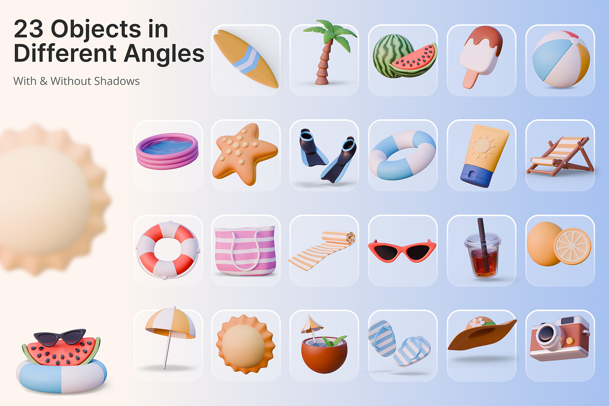 Summer 3D Kit – Objects & Character, an Object 3D Model by KetrinDesigner (Photo 4 of 13)