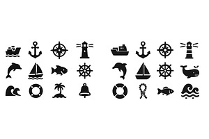 Variety of maritime-themed icons, an Animal Illustration by ZinetroN