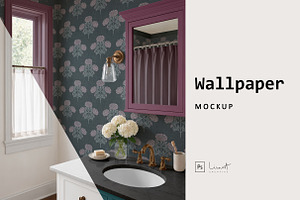 Small Bathroom Wallpaper Mockup
