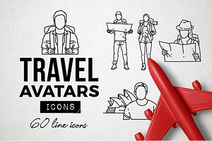 60 Travel Icons - Traveler Avatars