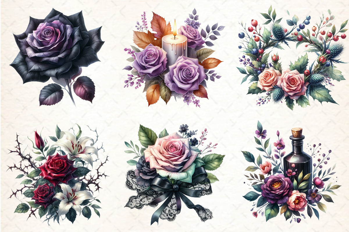 Halloween Flowers Clipart Bundle, an Illustration by DreamCafeArt (Photo 4 of 7)