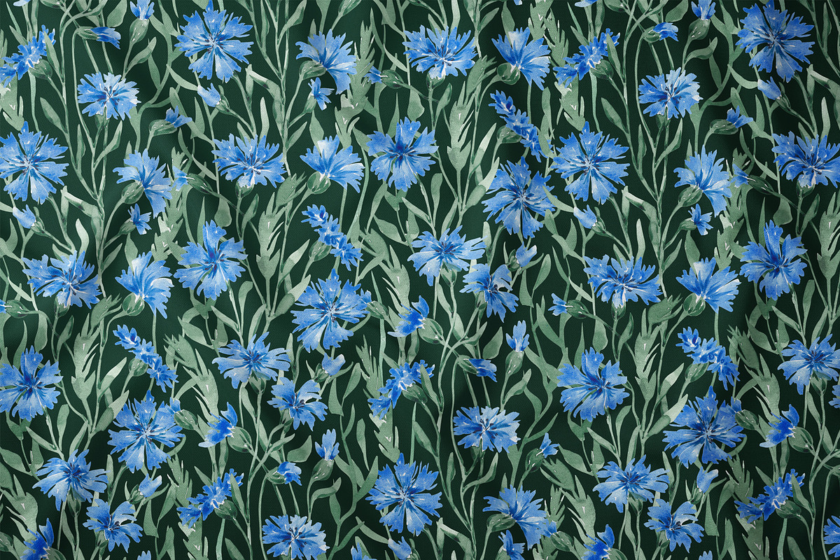 Cornflower blooms pattern, a Pattern Graphic by SirenaArt (Photo 7 of 14)
