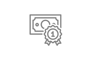 Money bill with reward medal line, an Object Illustration by GraphiShop