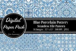 Blue Porcelain Abstract Patterns, a Pattern Graphic by Gen Aumonier