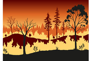 Forest fire. Burning spruces, an Object Illustration by Things for designers