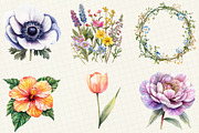 Watercolor Botanical Flower Clipart, an Illustration by OK Design (Thumbnail 4 of 5)
