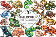 Watercolor Reptile Clipart Amphibian, a Graphic by designcity5 (Thumbnail 1 of 5)