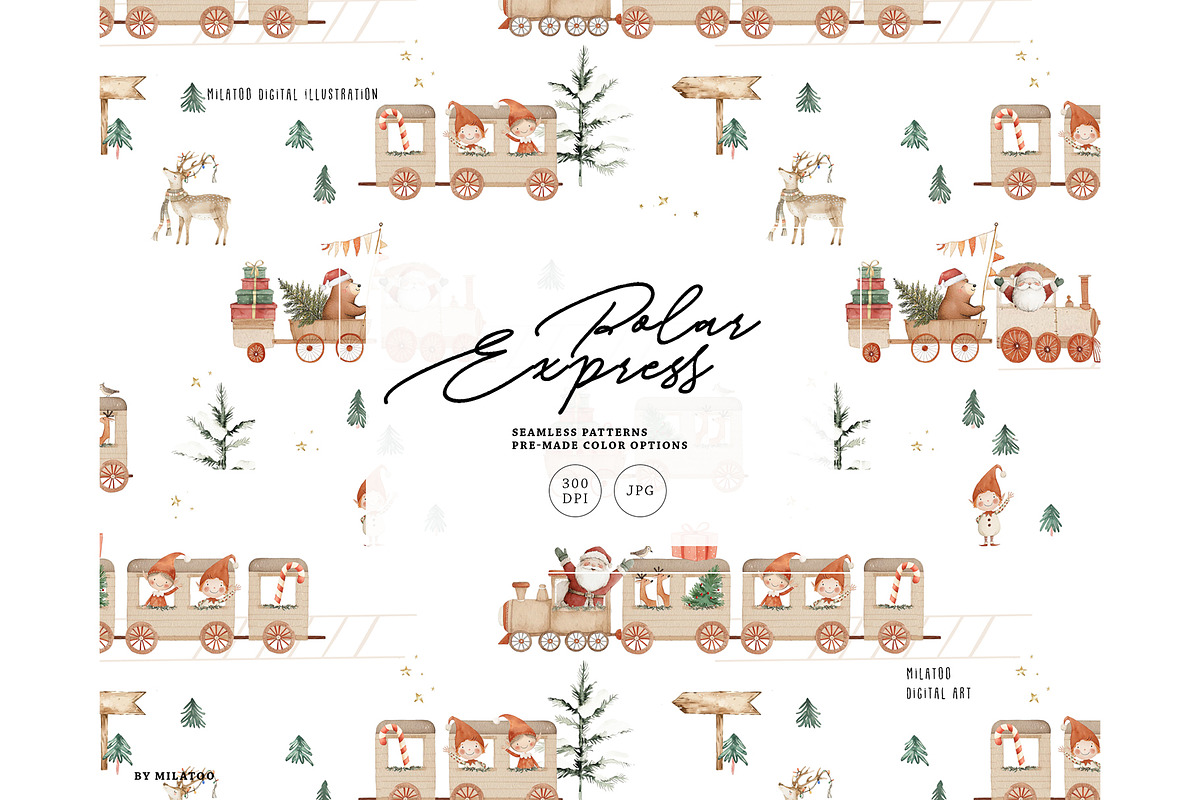Polar train winter express pattern, a Pattern Graphic by Milatoo (Photo 1 of 3)