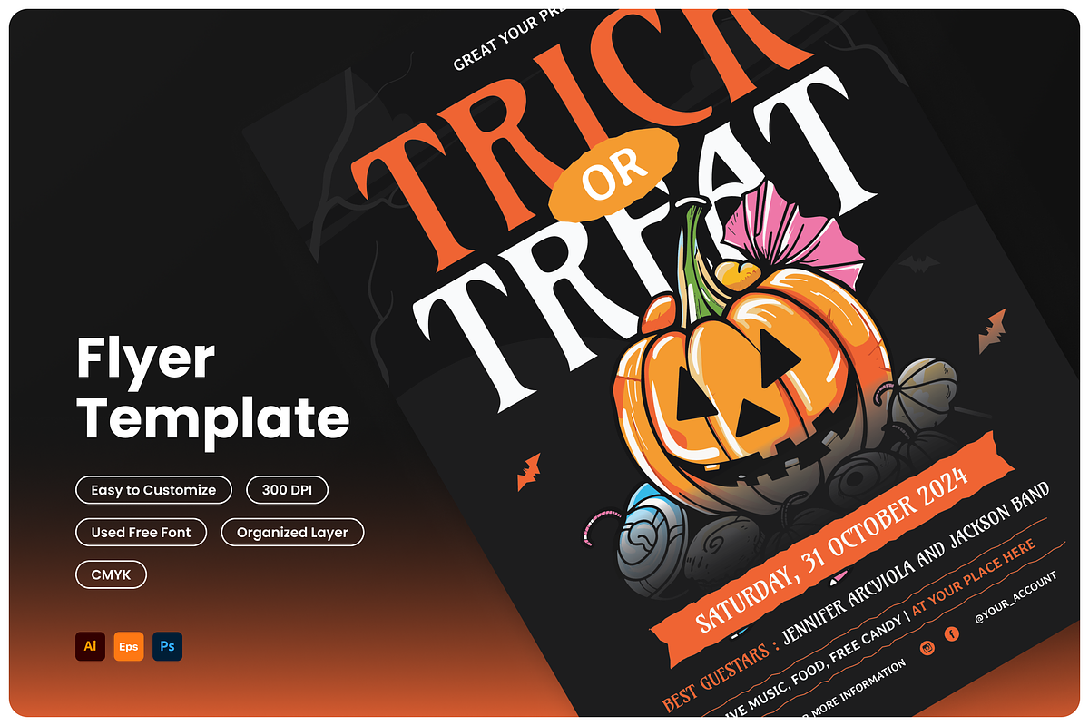 Trick Or Treat Halloween Flyer, a Flyer Template by Annora Studio (Photo 1 of 5)