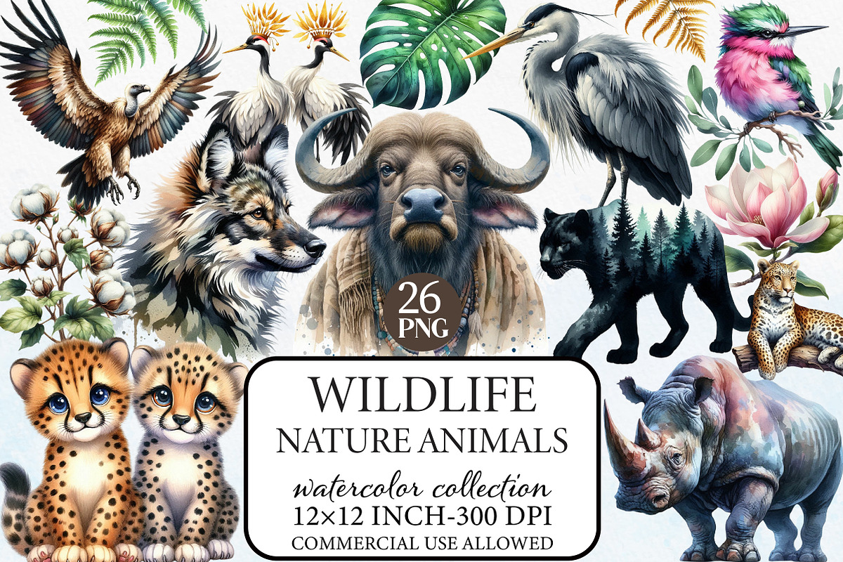Watercolor Wildlife Nature Animals, an Illustration by Libby Wishes (Photo 1 of 9)