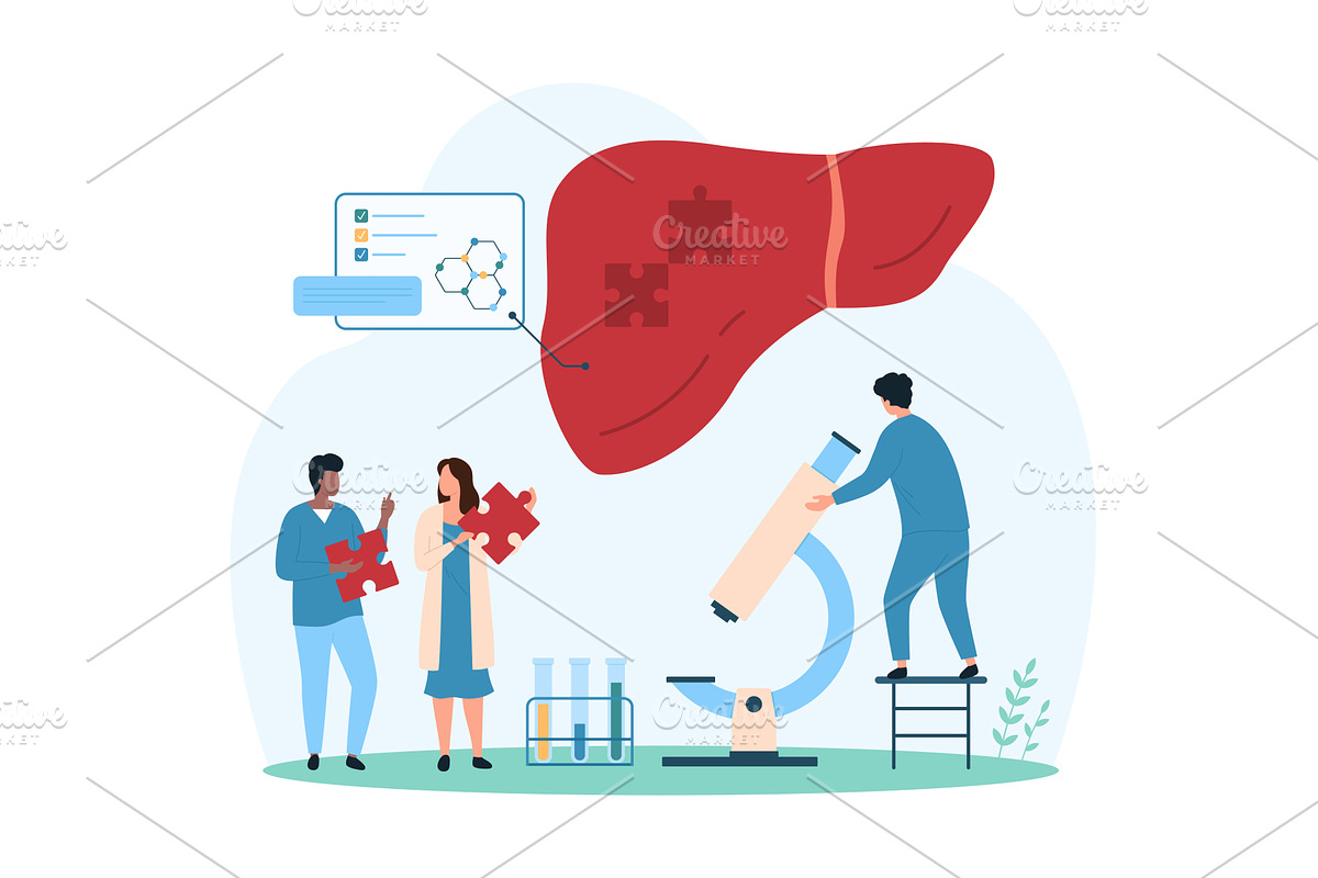 Liver health care disease awareness, a Person Illustration by Flashvector