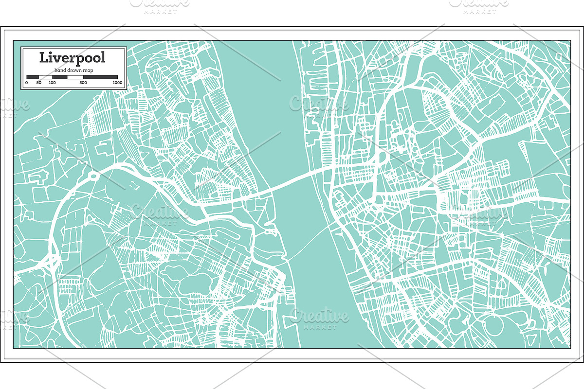 Liverpool England City Map in Retro, a Transportation Illustration by Booblgum (Photo 2 of 8)