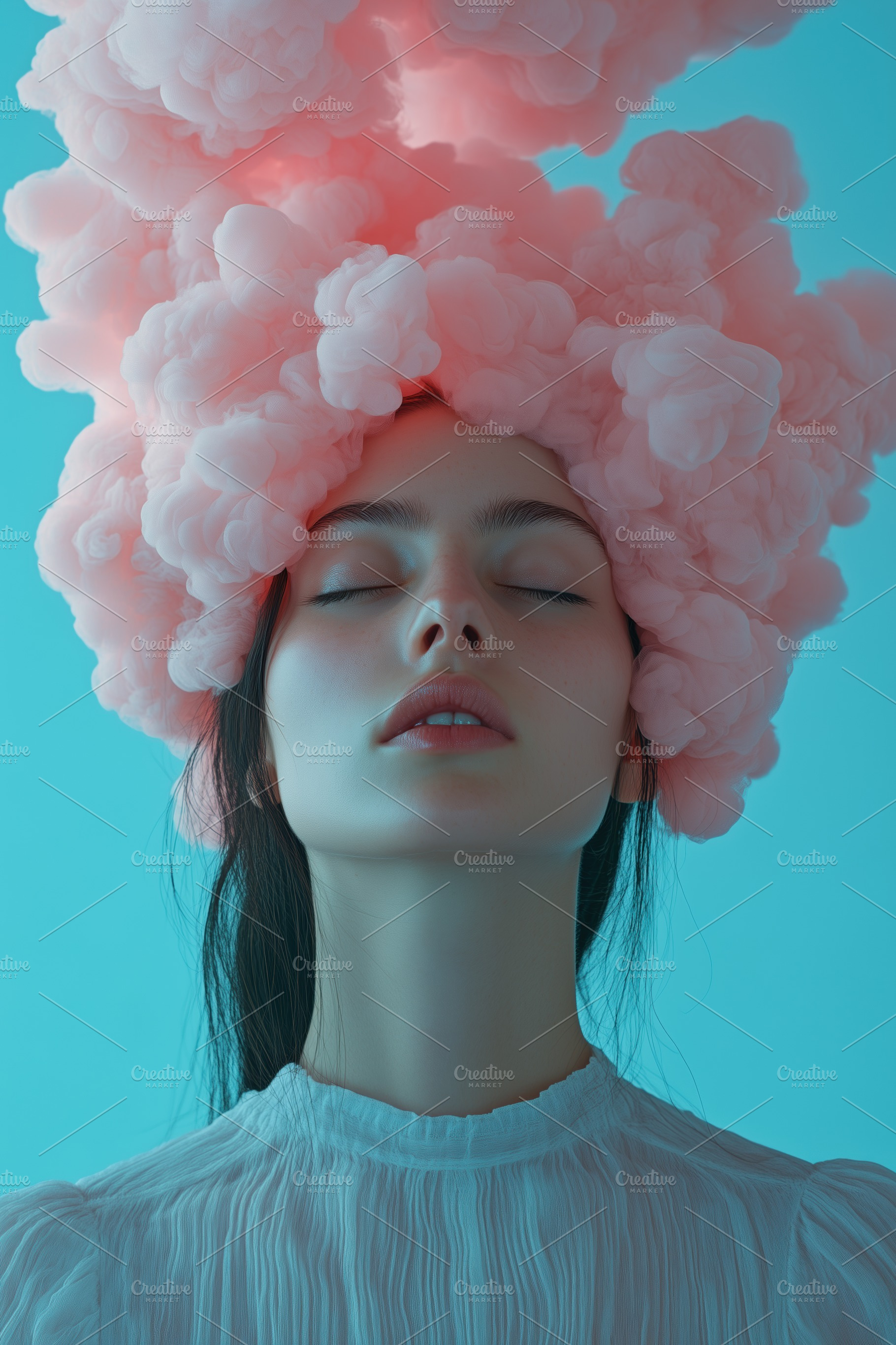 A serene portrait of a cognitive psychologist woman with closed eyes, featuring, a Person Photo by Textures & Backgrounds