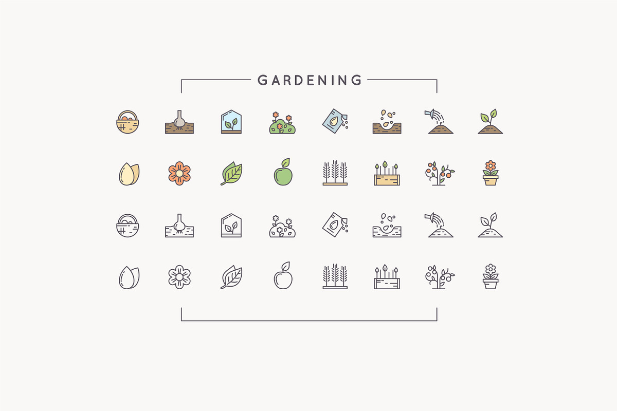 112 icons /farm/gardening/apiculture, an Outline Icon by alekseiderin (Photo 6 of 8)