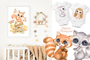 Cute Woodland Baby Animals Clipart 3