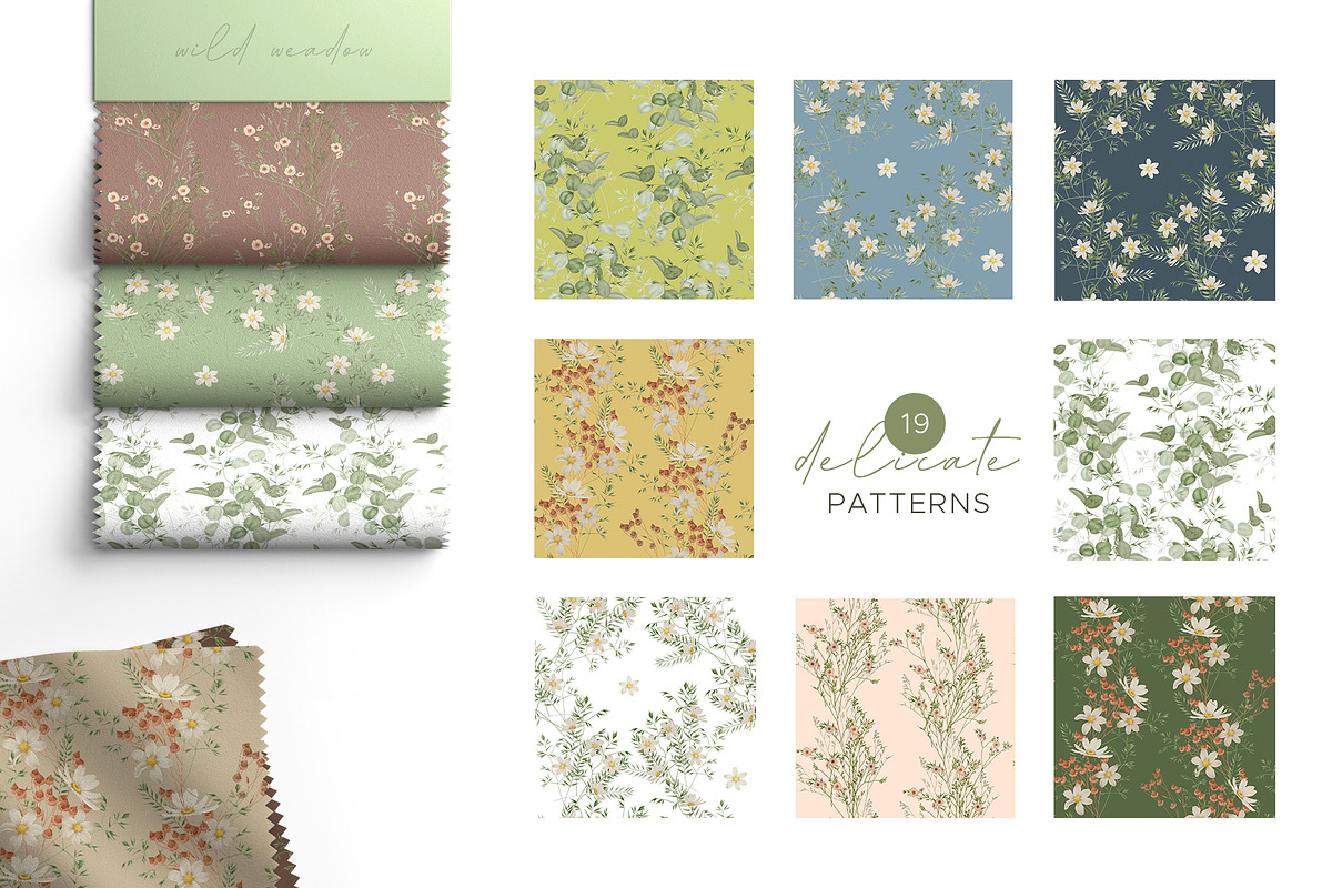 Watercolor wild flowers greenery, an Illustration by MariGraphic boutique (Photo 5 of 11)