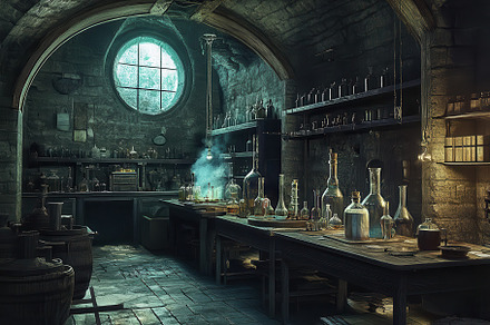 Secret alchemists laboratory hidden, a Photo by Pavel_design