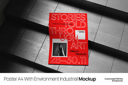 Poster A4 Industrial Mockup, a Product Mockup by graphicook