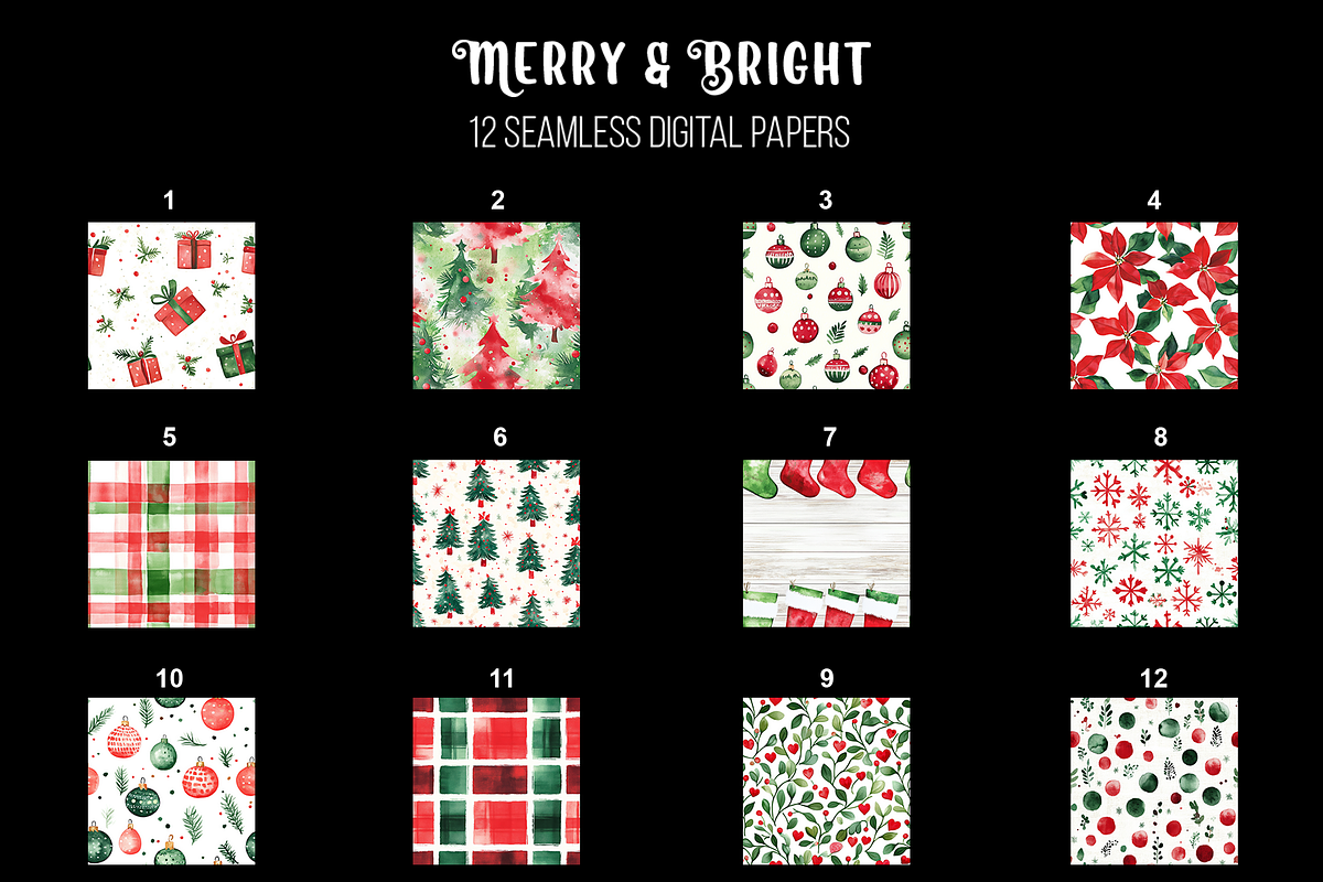 Merry & Bright Digital Paper, a Pattern Graphic by Chromolume Studio (Photo 2 of 16)
