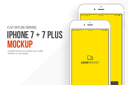 Flat iPhone 7 and 7 Plus Mockup PSD