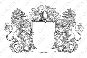 Coat of Arms Crest Lions Heraldic