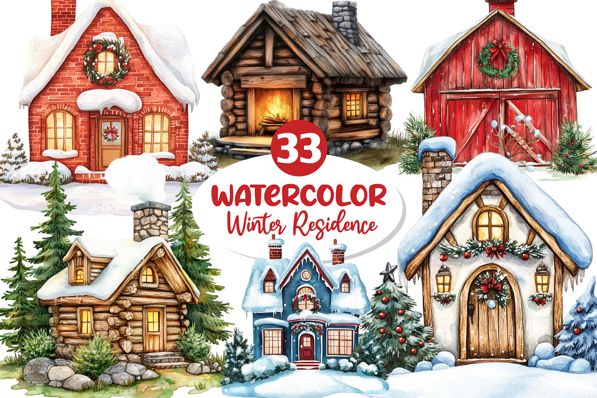 Christmas Winter Residence Clipart, an Illustration by Dream Creation (Photo 1 of 6)