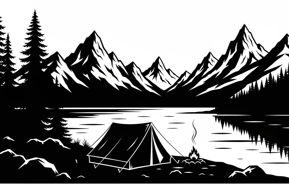Mountain Landscape Silhouette Set, an Object Illustration by Designer_Momina (Photo 6 of 9)