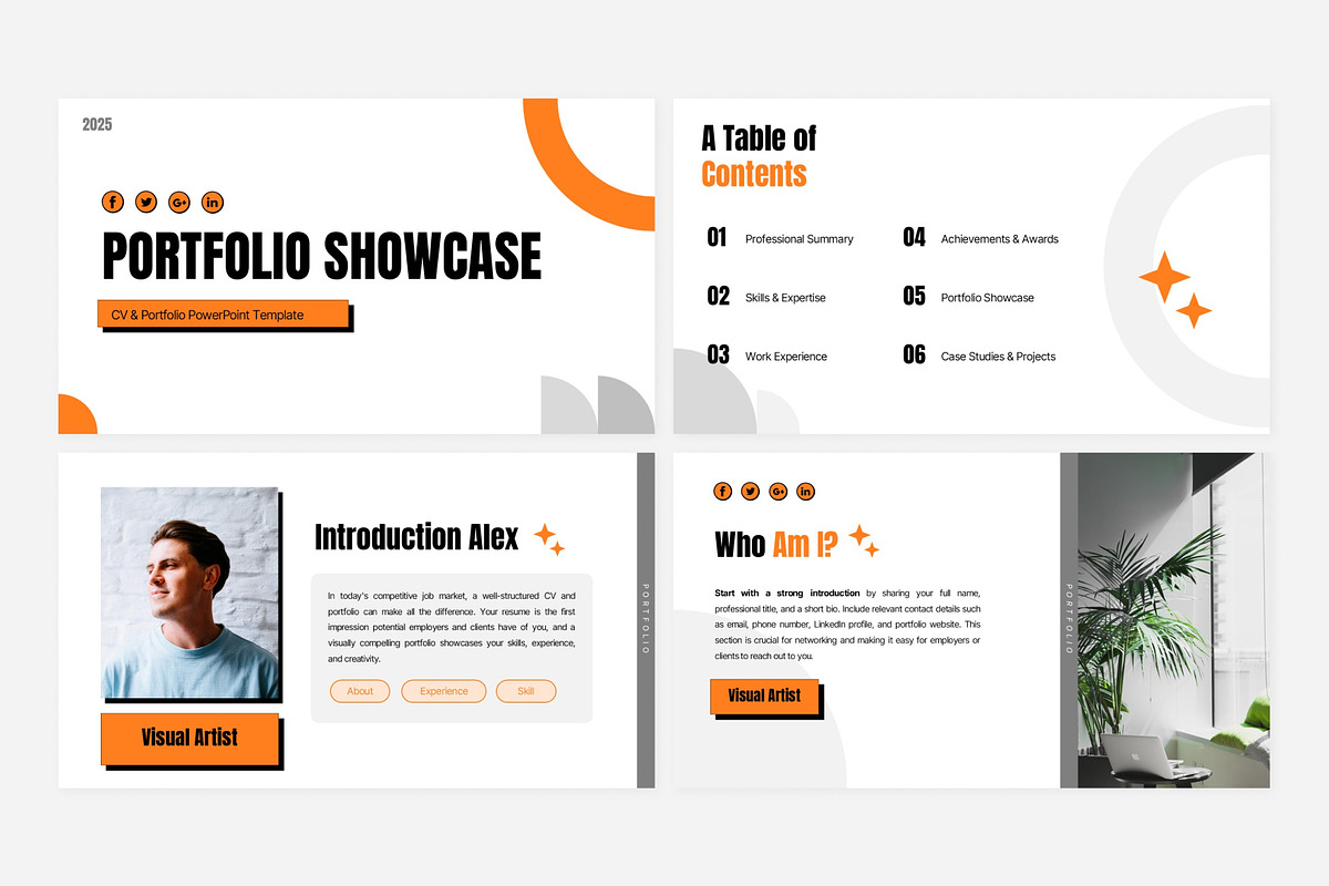 Orange Modern CV Portfolio Template, a Presentation Template by Eklip Studio (Photo 4 of 6)