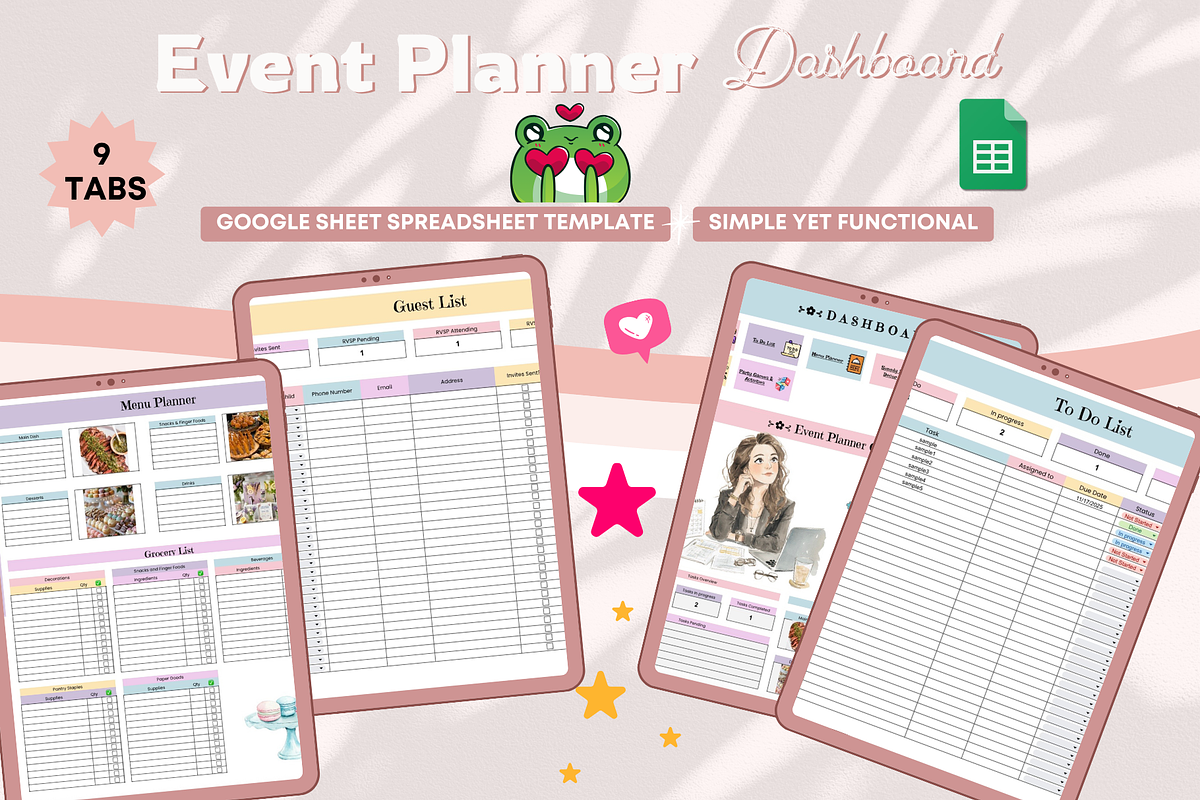 Event Planner Dashboard Spreadsheet, a Stationery Template by bellaROSEworkshop (Photo 5 of 6)