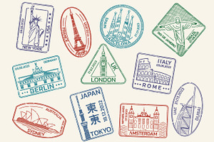 Travel, passport stamps or seals, a Graphic by VM25