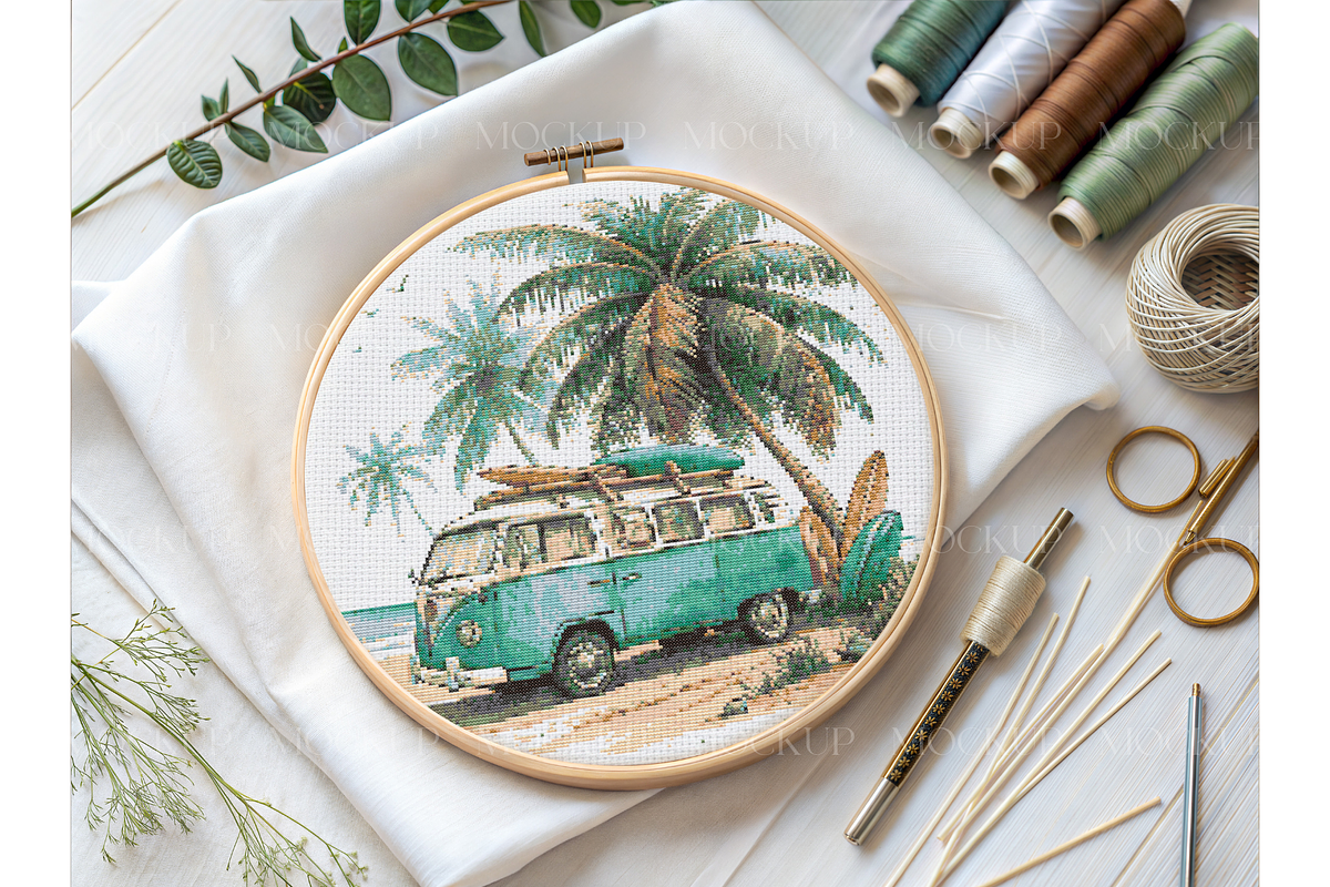 Earth Tones Embroidery Flat Lay, a Product Mockup by MockupWizard (Photo 2 of 3)