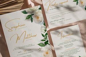 White Rose Invitation Canva Template, an Invitation Template by microstd