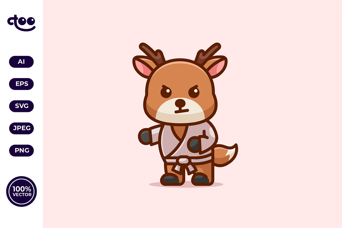 Simple Karate Deer Warrior cartoon, an Animal Illustration by Satisfactoons (Photo 1 of 3)
