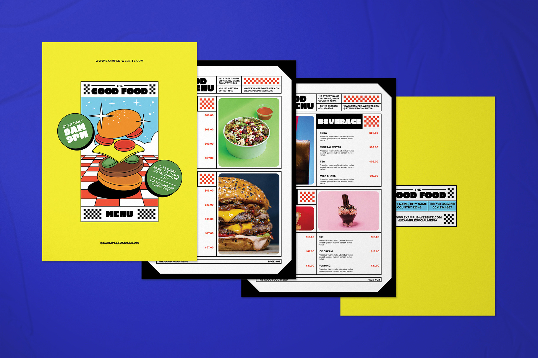 Bold Playful Retro Food Menu, a Brochure Template by The Good Store