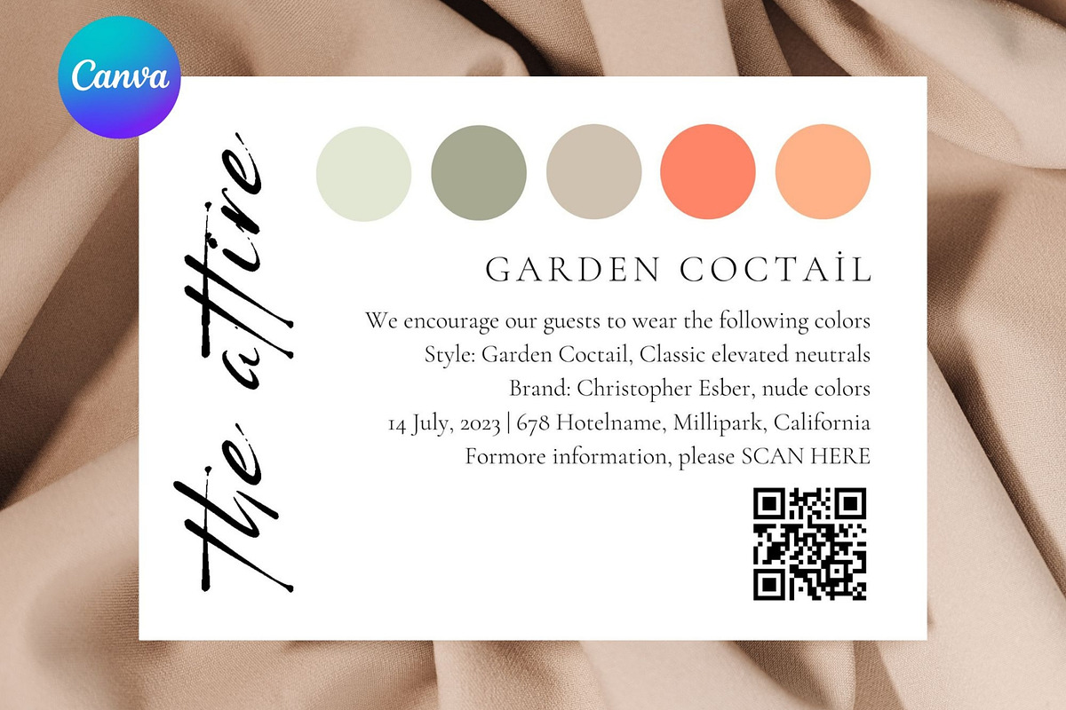 Wedding party QR attire card, a Card Template by EvaTemplates (Photo 2 of 6)