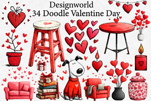 Doodle Valentine Day Clipart, an Illustration by Designworld