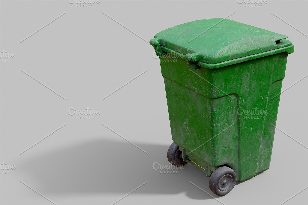 Green Parisian trash bin, an Object 3D Model by happy brush (Photo 5 of 9)