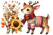 Autumn Cute Deer Clipart, a Seasonal Illustration by Designworld (Thumbnail 5 of 6)