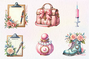 Watercolor Coquette Nurse Clipart, an Illustration by CreationArt (Thumbnail 4 of 5)