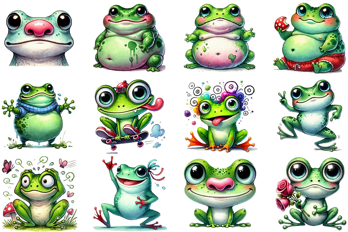 Cute Frog Clipart Bundle Funny Frog, an Illustration by Sublimation Artist (Photo 2 of 6)