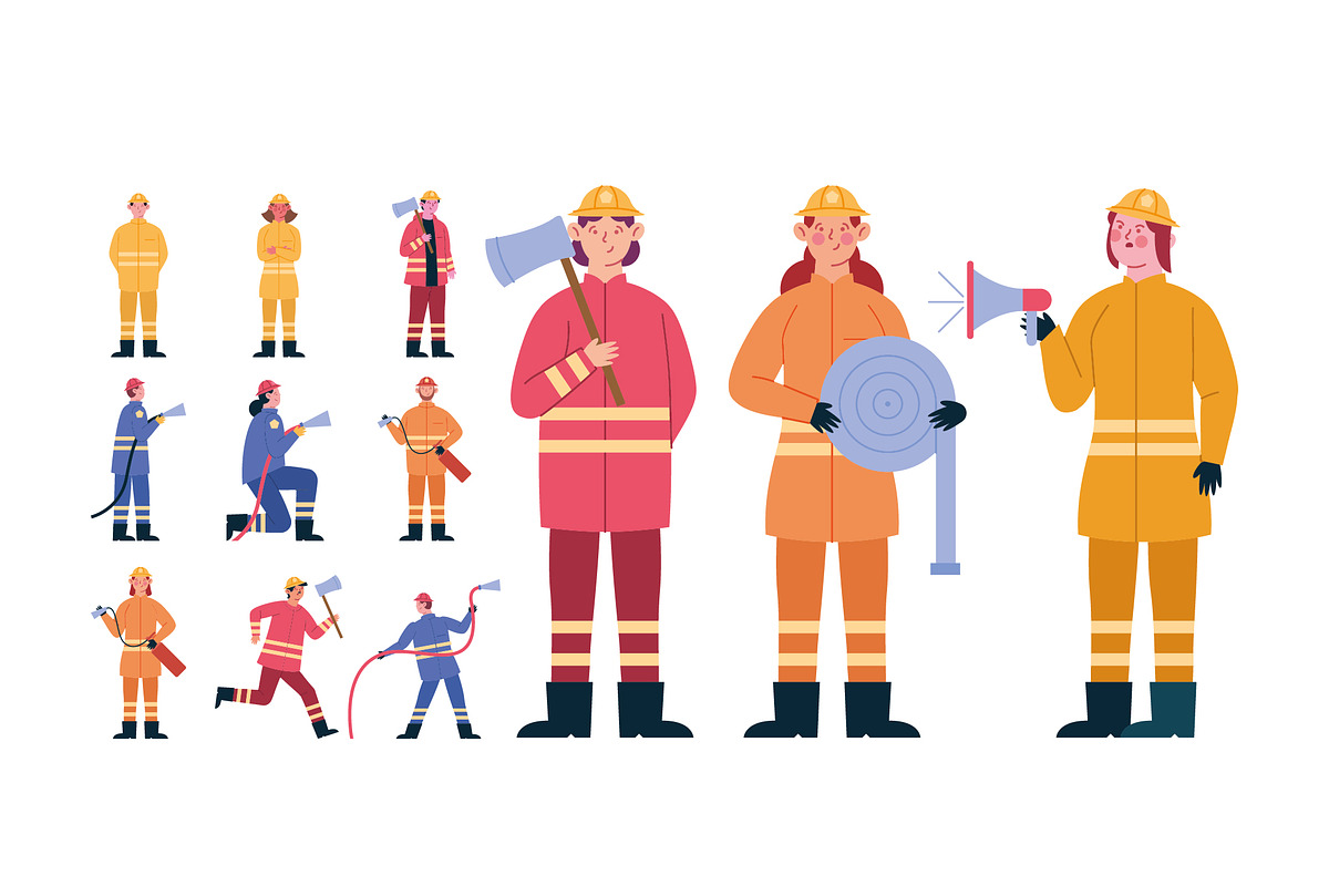 Firefighter Characters Set