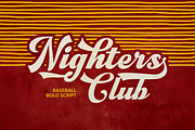 Nighters Club - Baseball Bold Script, a Script Font by Bale Type (Thumbnail 1 of 9)