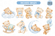 Watercolor Blue Gentleman Teddy Bear, an Animal Illustration by TatiMockup (Thumbnail 2 of 5)