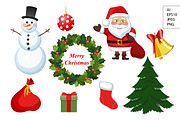 Vector Christmas set for postcards, an Object Illustration by Zarica Art (Thumbnail 1 of 3)