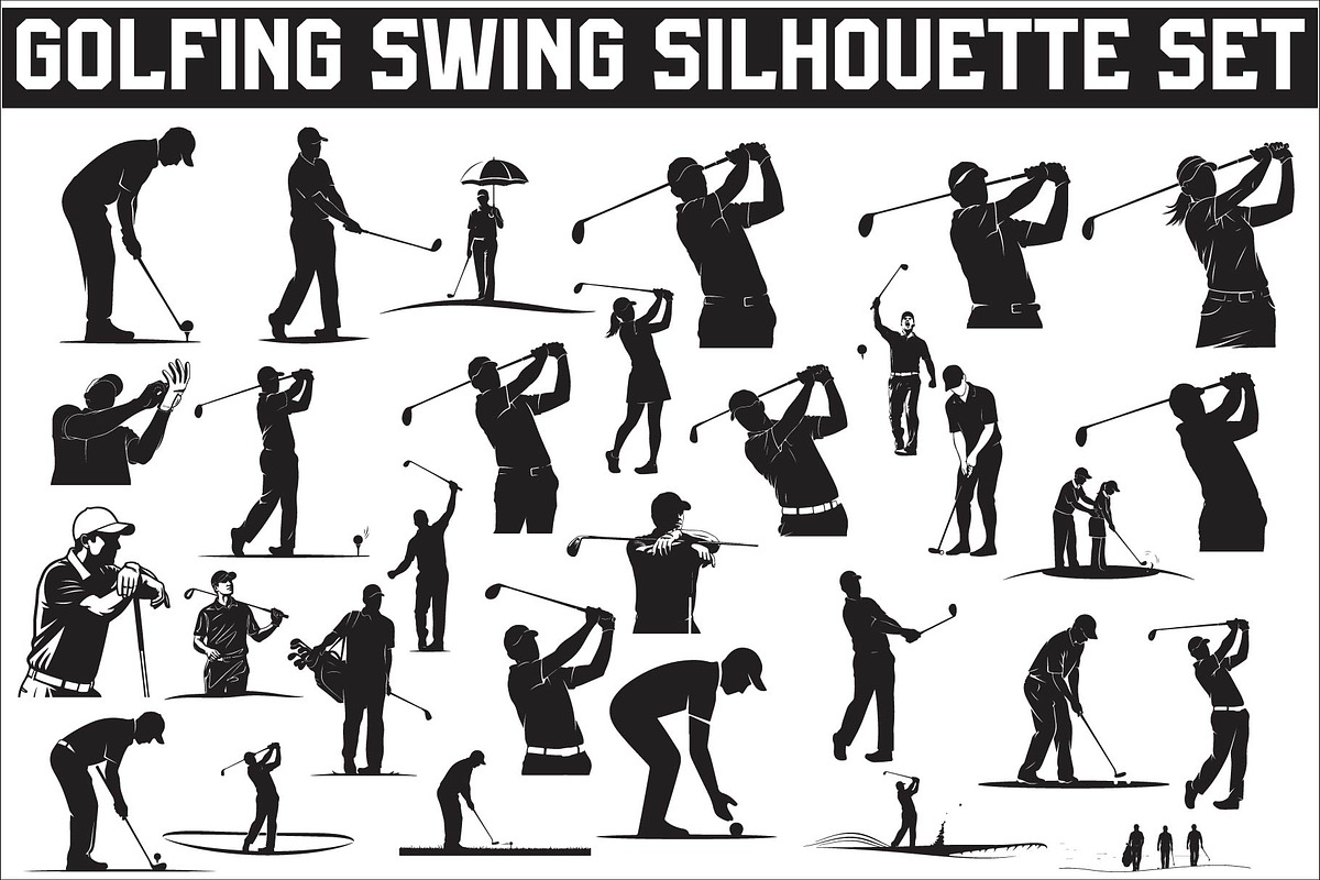 golfing swing silhouettes showcasing, an Illustration by Amazin_art (Photo 1 of 31)