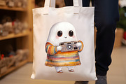 Funny Retro Halloween Ghost Clipart, an Illustration by Rose Art (Thumbnail 5 of 7)