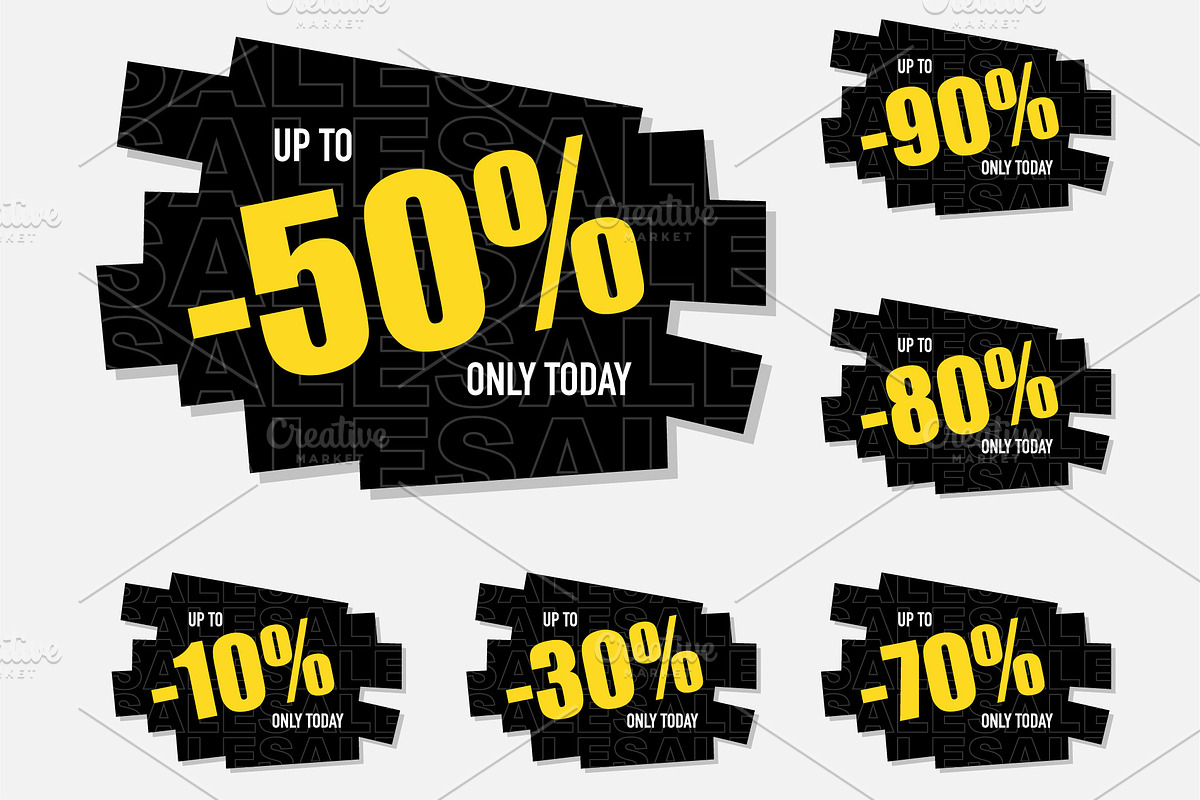 Sale discount paper stickers set, a Templates & Theme by LongQuattroArt (Photo 1 of 2)