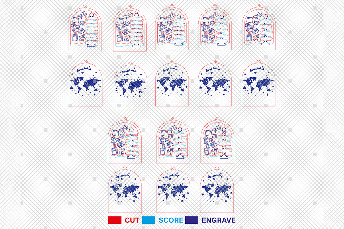 Personalized Travel Ornament SVG, a Pattern Graphic by Lasercutiny (Photo 2 of 2)