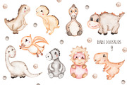 Watercolor Cute Baby Dino Collection, an Animal Illustration by MayaNavits (Thumbnail 6 of 14)